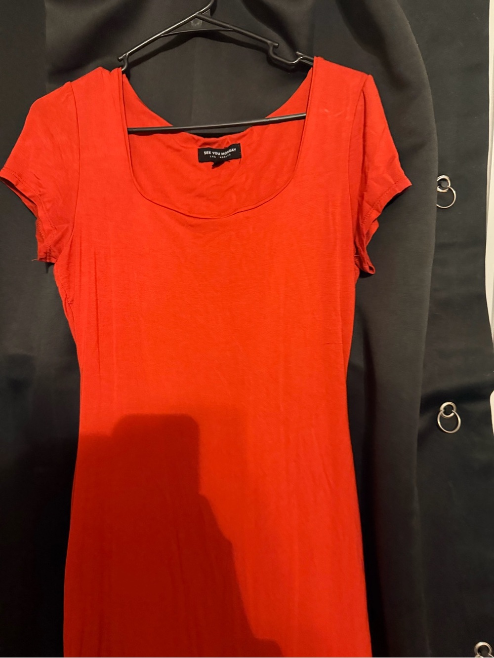 See You Monday Red Scoop Neck Women's Dress